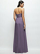 Rear View Thumbnail - Lavender Strapless Chiffon Maxi Dress with Oversized Bow Bodice