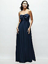 Front View Thumbnail - Midnight Navy Strapless Chiffon Maxi Dress with Oversized Bow Bodice