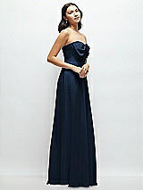 Side View Thumbnail - Midnight Navy Strapless Chiffon Maxi Dress with Oversized Bow Bodice