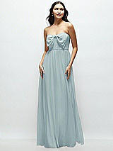 Front View Thumbnail - Morning Sky Strapless Chiffon Maxi Dress with Oversized Bow Bodice
