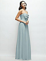 Side View Thumbnail - Morning Sky Strapless Chiffon Maxi Dress with Oversized Bow Bodice