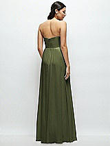 Rear View Thumbnail - Olive Green Strapless Chiffon Maxi Dress with Oversized Bow Bodice
