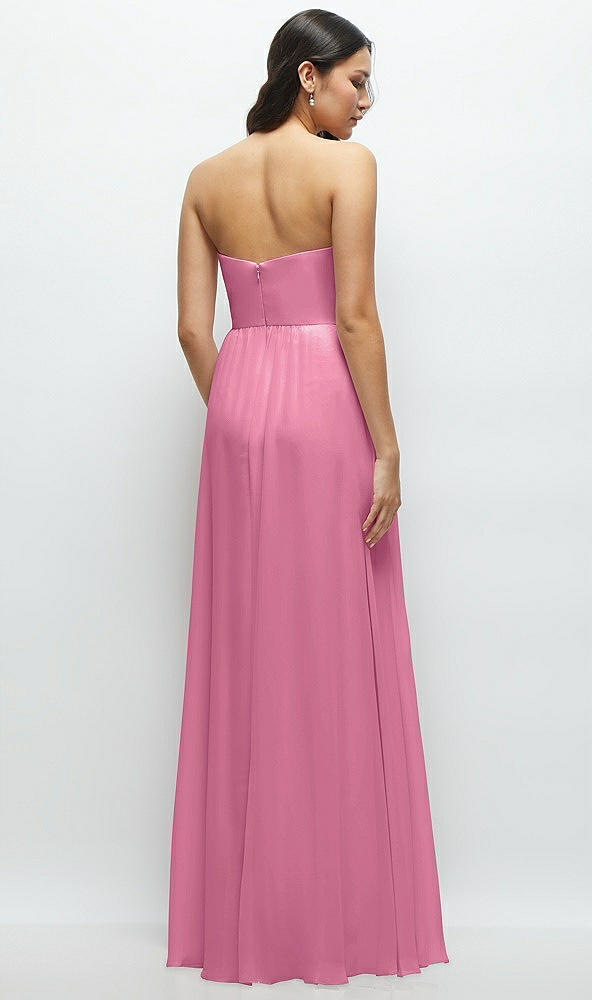 Back View - Orchid Pink Strapless Chiffon Maxi Dress with Oversized Bow Bodice