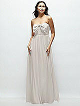 Front View Thumbnail - Oyster Strapless Chiffon Maxi Dress with Oversized Bow Bodice