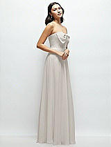 Side View Thumbnail - Oyster Strapless Chiffon Maxi Dress with Oversized Bow Bodice