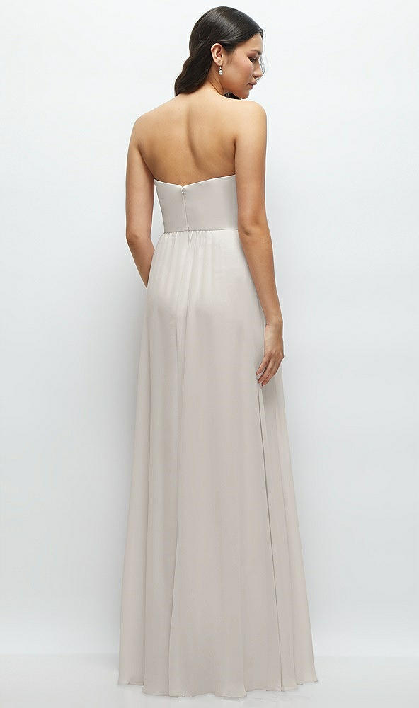 Back View - Oyster Strapless Chiffon Maxi Dress with Oversized Bow Bodice