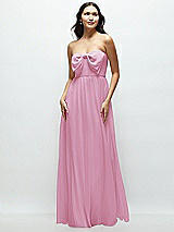Front View Thumbnail - Powder Pink Strapless Chiffon Maxi Dress with Oversized Bow Bodice