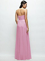 Rear View Thumbnail - Powder Pink Strapless Chiffon Maxi Dress with Oversized Bow Bodice
