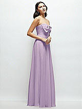 Side View Thumbnail - Pale Purple Strapless Chiffon Maxi Dress with Oversized Bow Bodice