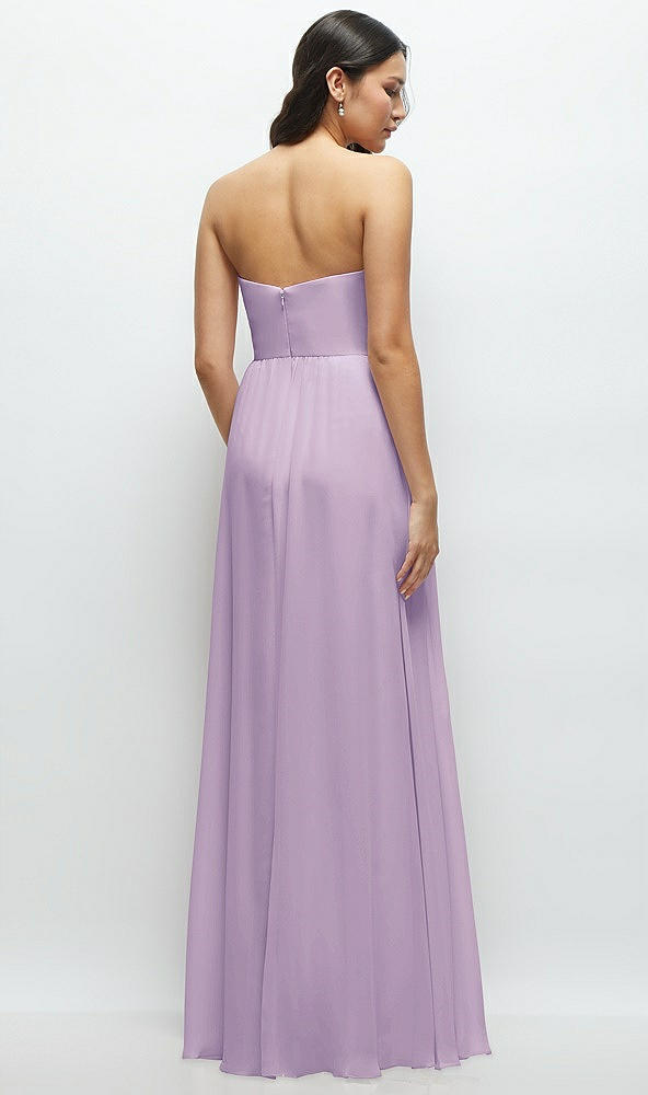 Back View - Pale Purple Strapless Chiffon Maxi Dress with Oversized Bow Bodice