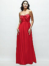Front View Thumbnail - Parisian Red Strapless Chiffon Maxi Dress with Oversized Bow Bodice