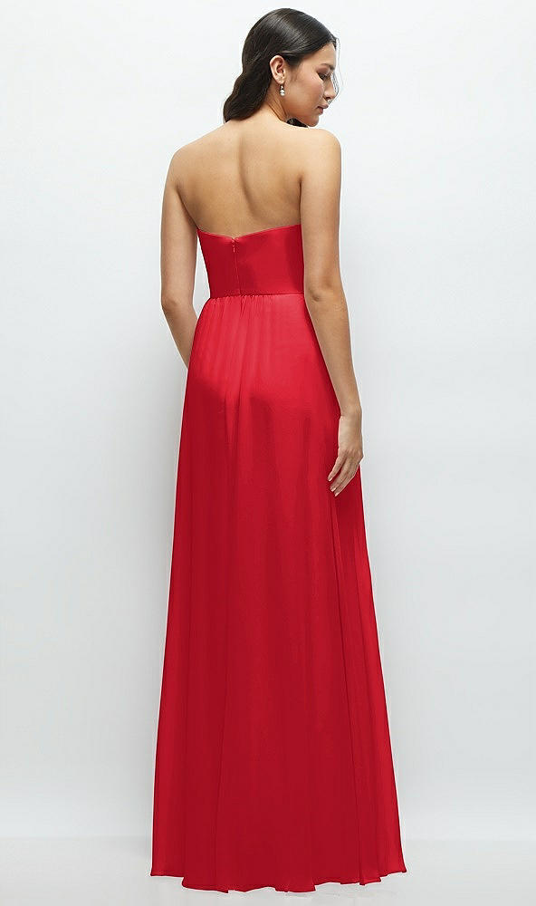 Back View - Parisian Red Strapless Chiffon Maxi Dress with Oversized Bow Bodice