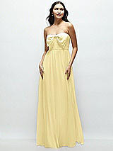 Front View Thumbnail - Pale Yellow Strapless Chiffon Maxi Dress with Oversized Bow Bodice