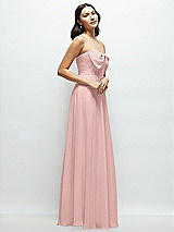 Side View Thumbnail - Rose - PANTONE Rose Quartz Strapless Chiffon Maxi Dress with Oversized Bow Bodice