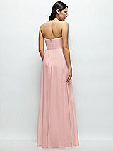 Rear View Thumbnail - Rose - PANTONE Rose Quartz Strapless Chiffon Maxi Dress with Oversized Bow Bodice