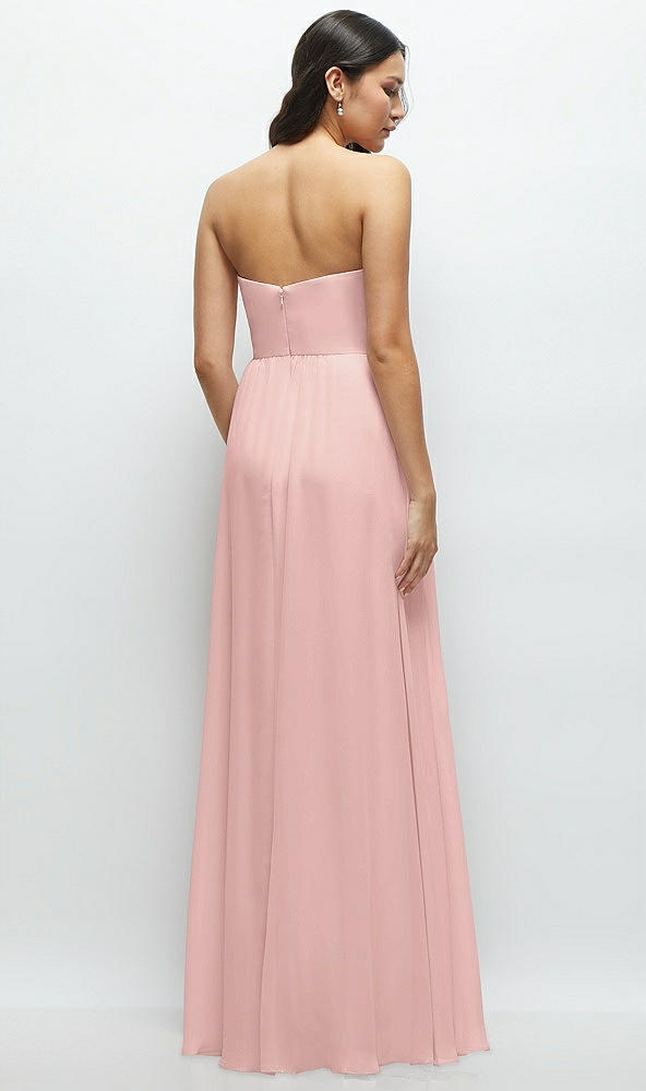 Back View - Rose - PANTONE Rose Quartz Strapless Chiffon Maxi Dress with Oversized Bow Bodice