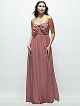 Front View Thumbnail - Rosewood Strapless Chiffon Maxi Dress with Oversized Bow Bodice