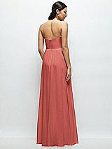 Rear View Thumbnail - Coral Pink Strapless Chiffon Maxi Dress with Oversized Bow Bodice