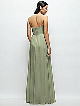 Rear View Thumbnail - Sage Strapless Chiffon Maxi Dress with Oversized Bow Bodice