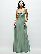 Front View Thumbnail - Seagrass Strapless Chiffon Maxi Dress with Oversized Bow Bodice