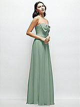 Side View Thumbnail - Seagrass Strapless Chiffon Maxi Dress with Oversized Bow Bodice
