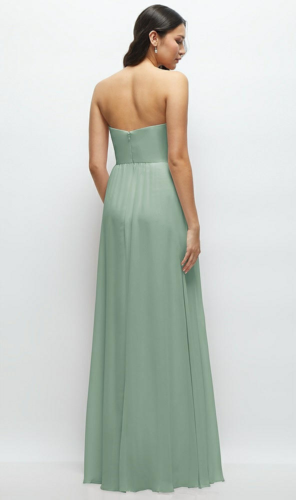 Back View - Seagrass Strapless Chiffon Maxi Dress with Oversized Bow Bodice
