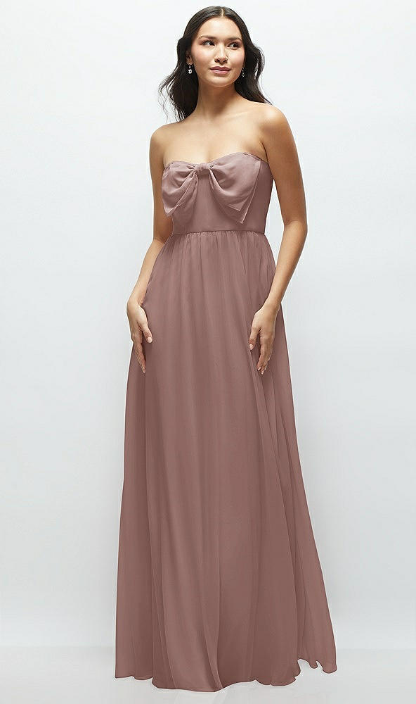 Front View - Sienna Strapless Chiffon Maxi Dress with Oversized Bow Bodice