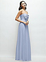 Side View Thumbnail - Sky Blue Strapless Chiffon Maxi Dress with Oversized Bow Bodice