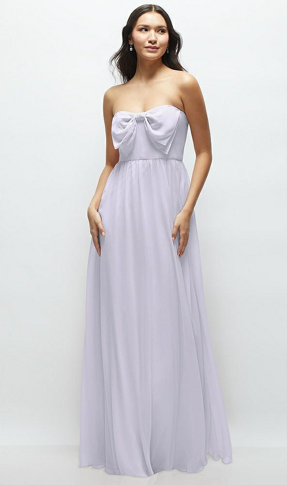 Front View - Silver Dove Strapless Chiffon Maxi Dress with Oversized Bow Bodice