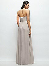 Rear View Thumbnail - Taupe Strapless Chiffon Maxi Dress with Oversized Bow Bodice