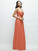 Side View Thumbnail - Terracotta Copper Strapless Chiffon Maxi Dress with Oversized Bow Bodice