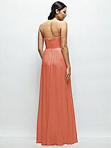Rear View Thumbnail - Terracotta Copper Strapless Chiffon Maxi Dress with Oversized Bow Bodice