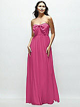 Front View Thumbnail - Tea Rose Strapless Chiffon Maxi Dress with Oversized Bow Bodice