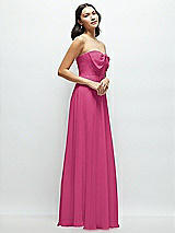 Side View Thumbnail - Tea Rose Strapless Chiffon Maxi Dress with Oversized Bow Bodice