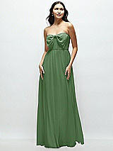 Front View Thumbnail - Vineyard Green Strapless Chiffon Maxi Dress with Oversized Bow Bodice