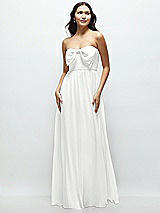 Front View Thumbnail - White Strapless Chiffon Maxi Dress with Oversized Bow Bodice