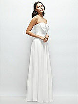 Side View Thumbnail - White Strapless Chiffon Maxi Dress with Oversized Bow Bodice