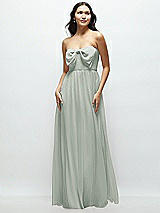 Front View Thumbnail - Willow Green Strapless Chiffon Maxi Dress with Oversized Bow Bodice