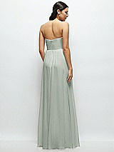 Rear View Thumbnail - Willow Green Strapless Chiffon Maxi Dress with Oversized Bow Bodice