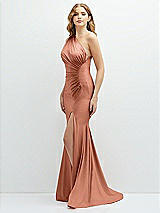 Alt View 1 Thumbnail - Copper Penny Asymmetrical Open-Back One-Shoulder Stretch Satin Mermaid Dress