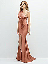 Side View Thumbnail - Copper Penny Asymmetrical Open-Back One-Shoulder Stretch Satin Mermaid Dress