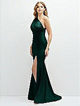 Alt View 1 Thumbnail - Evergreen Asymmetrical Open-Back One-Shoulder Stretch Satin Mermaid Dress