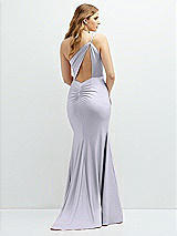 Rear View Thumbnail - Silver Dove Asymmetrical Open-Back One-Shoulder Stretch Satin Mermaid Dress
