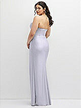 Rear View Thumbnail - Silver Dove Strapless Stretch Satin Corset Dress with Draped Column Skirt