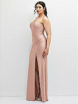 Side View Thumbnail - Toasted Sugar Strapless Stretch Satin Corset Dress with Draped Column Skirt