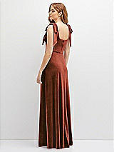 Rear View Thumbnail - Auburn Moon Square Neck Velvet Maxi Dress with Bow Shoulders