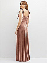 Rear View Thumbnail - Tawny Rose Square Neck Velvet Maxi Dress with Bow Shoulders
