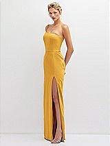 Side View Thumbnail - NYC Yellow Sleek One-Shoulder Crepe Column Dress with Cut-Away Slit