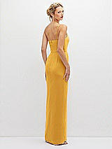 Rear View Thumbnail - NYC Yellow Sleek One-Shoulder Crepe Column Dress with Cut-Away Slit