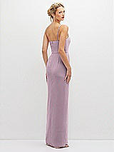 Rear View Thumbnail - Suede Rose Sleek One-Shoulder Crepe Column Dress with Cut-Away Slit